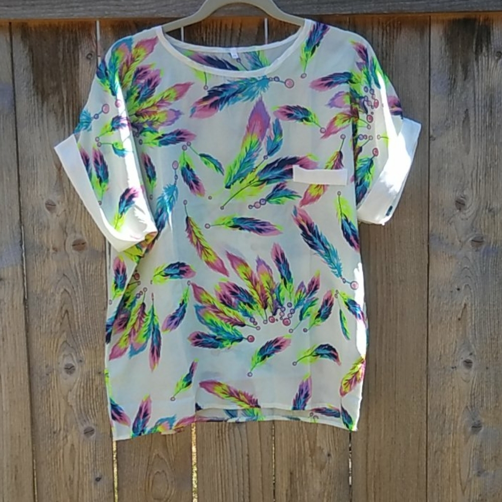 Neon feather shirt